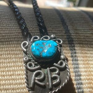 Vintage Sterling and rare American turquoise bolo